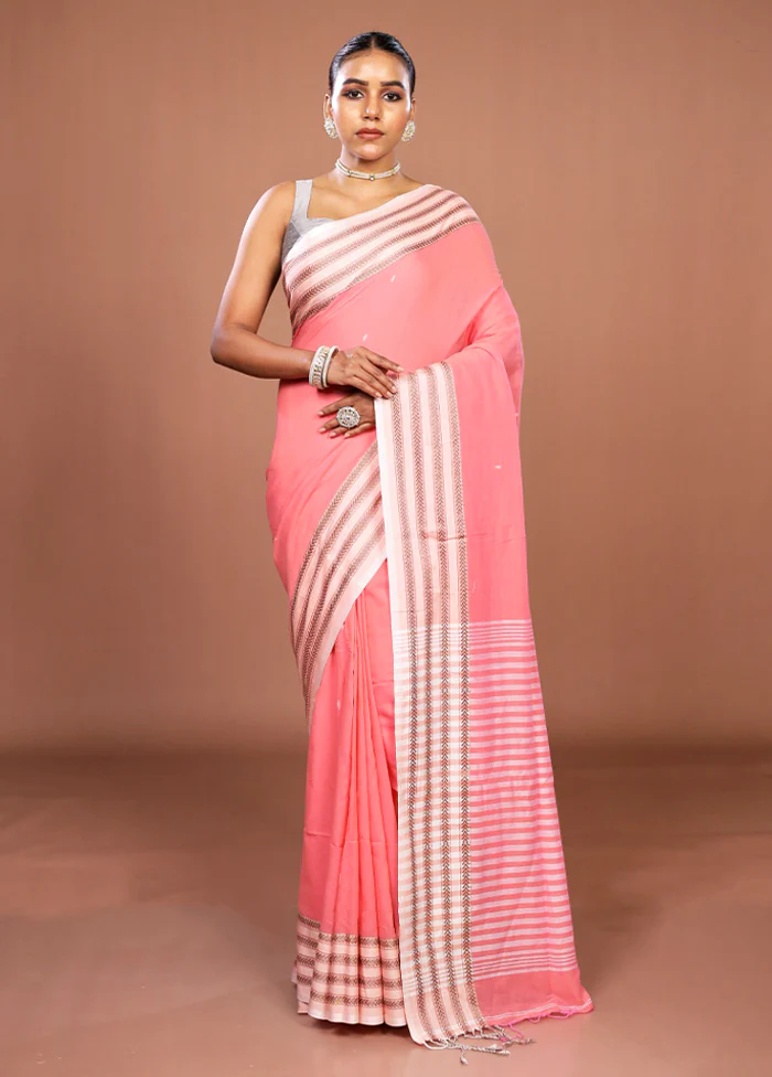 Pink Matka Silk Saree With Blouse Piece - Image 2