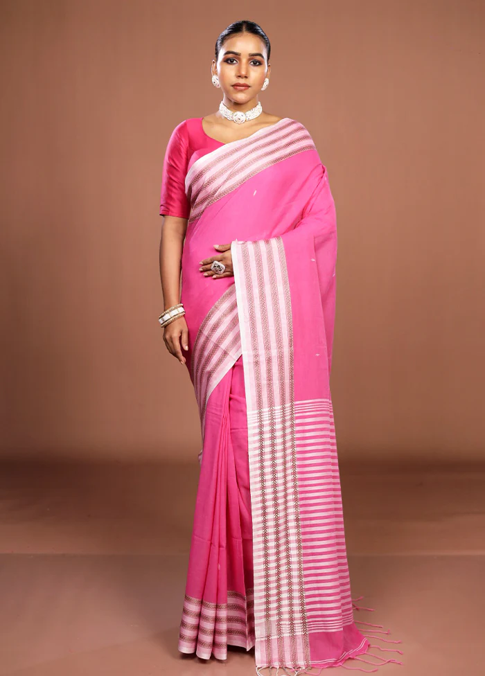 Pink Matka Silk Saree With Blouse Piece - Image 2