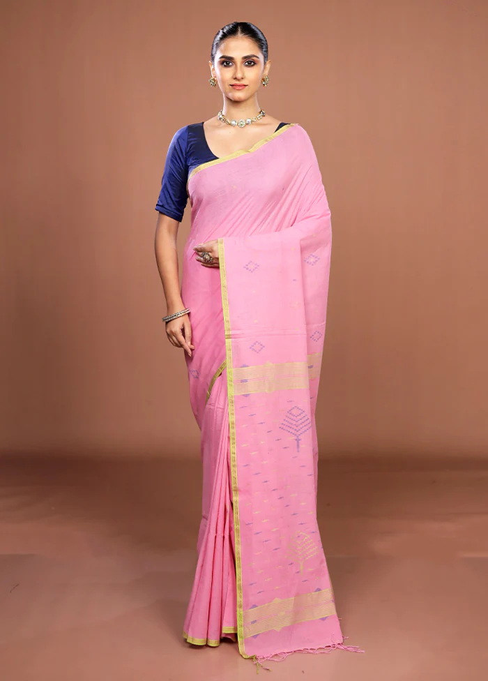 Pink Matka Silk Saree With Blouse Piece - Image 2