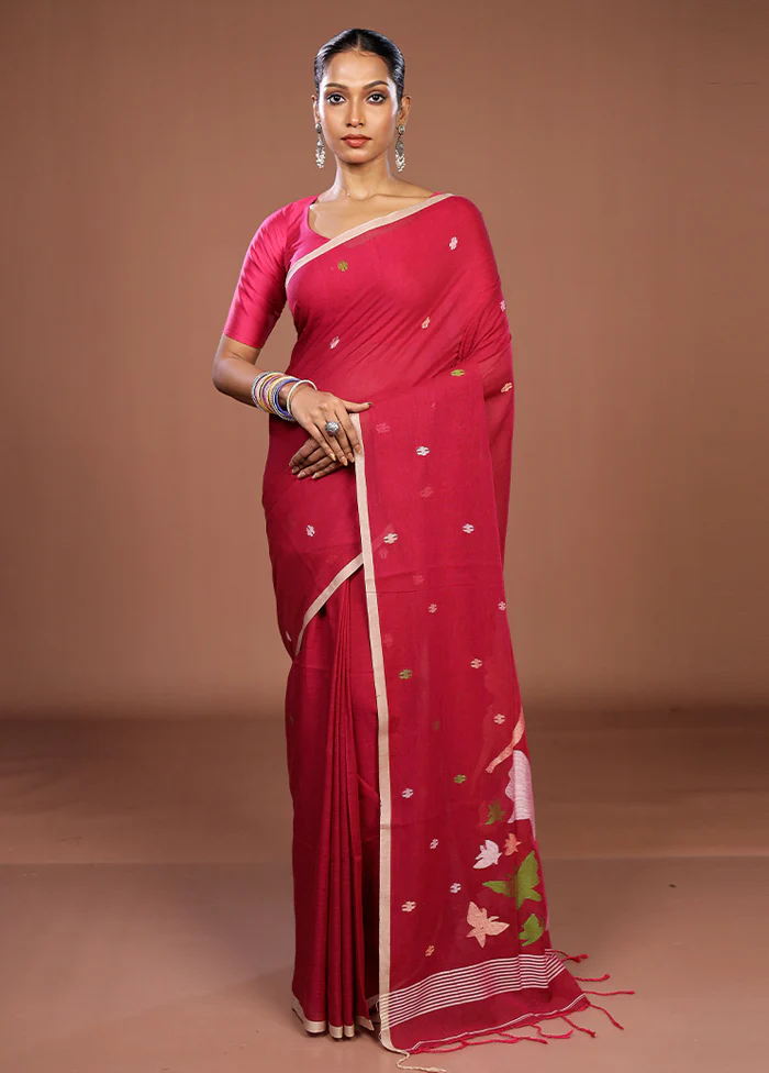 Pink Matka Silk Saree With Blouse Piece - Image 2