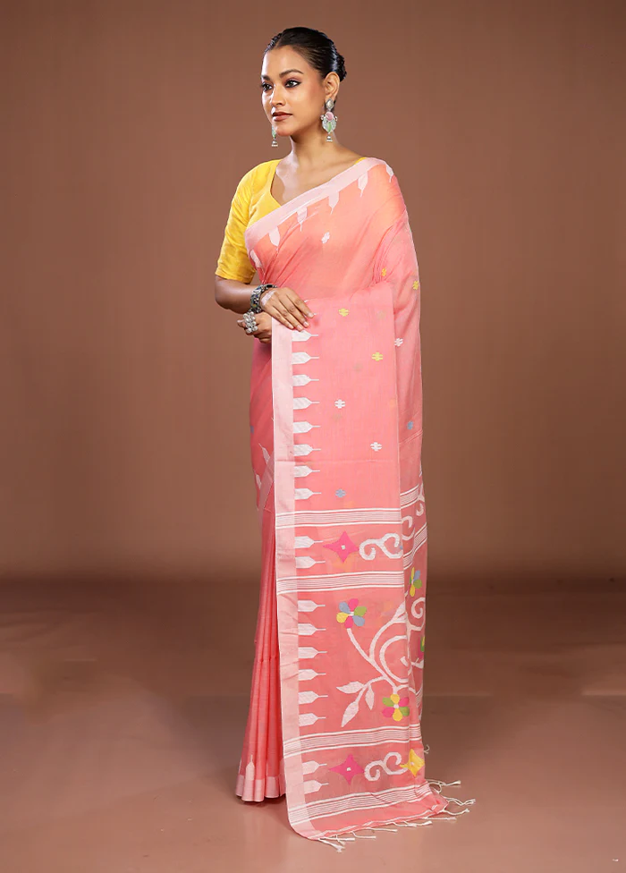 Pink Matka Silk Saree With Blouse Piece - Image 4