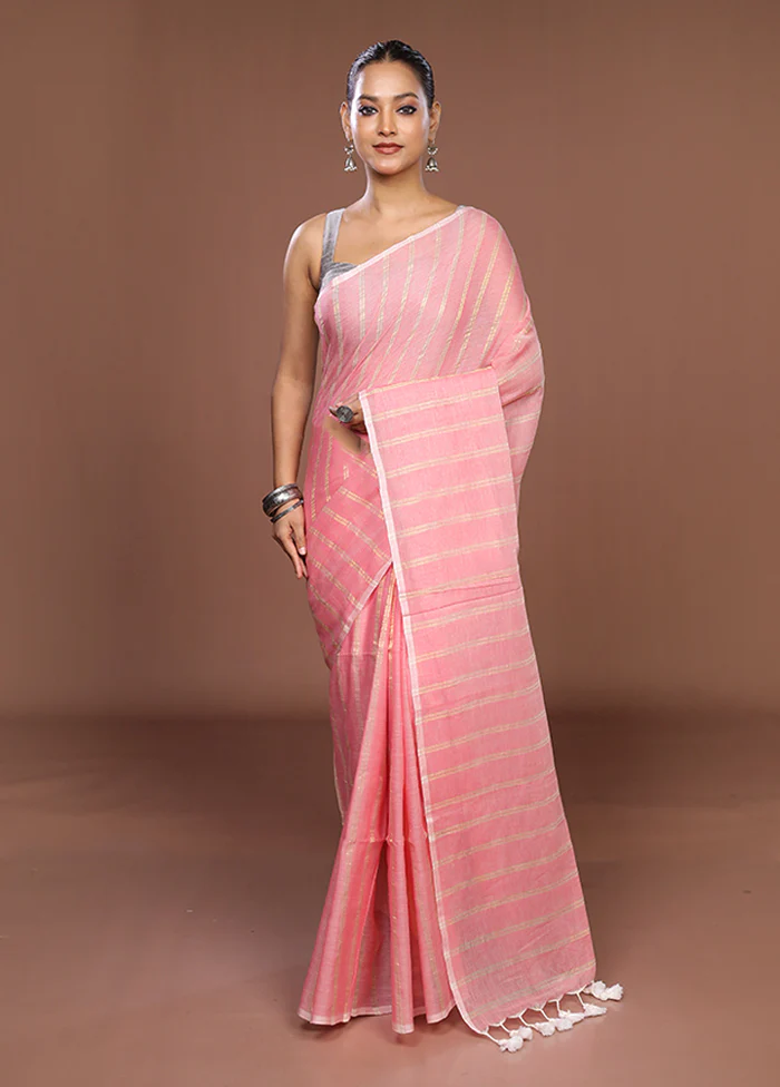 Pink Matka Silk Saree With Blouse Piece - Image 2