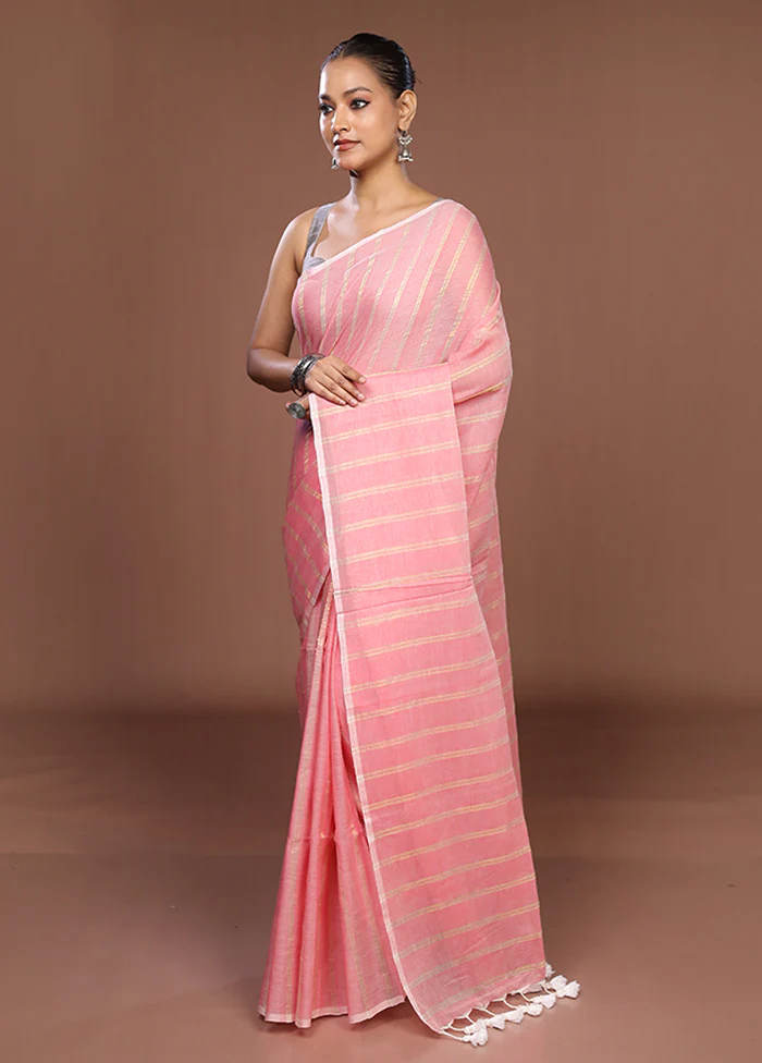 Pink Matka Silk Saree With Blouse Piece - Image 4