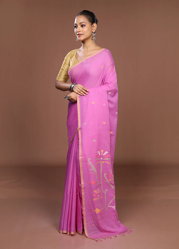 Pink Matka Silk Saree With Blouse Piece - Image 4