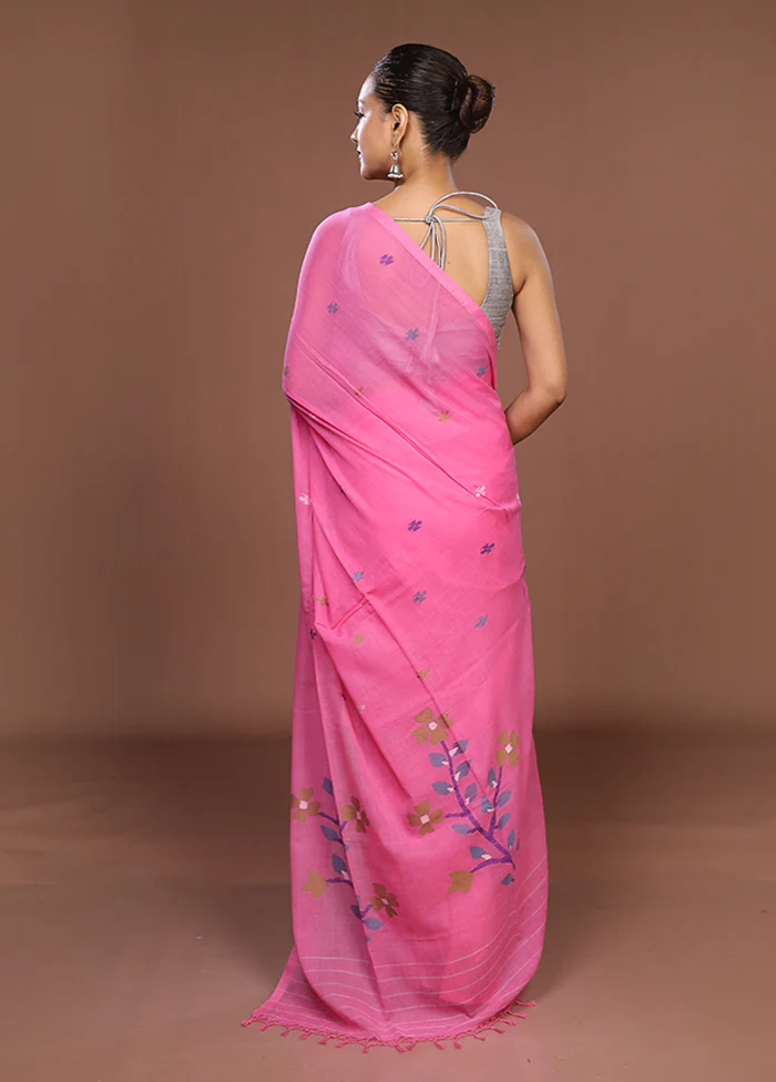 Pink Matka Silk Saree With Blouse Piece - Image 3