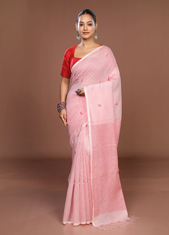 Pink Matka Silk Saree With Blouse Piece - Image 2