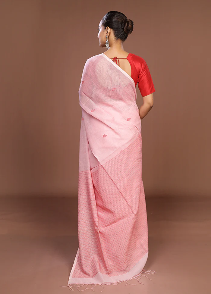 Pink Matka Silk Saree With Blouse Piece - Image 3