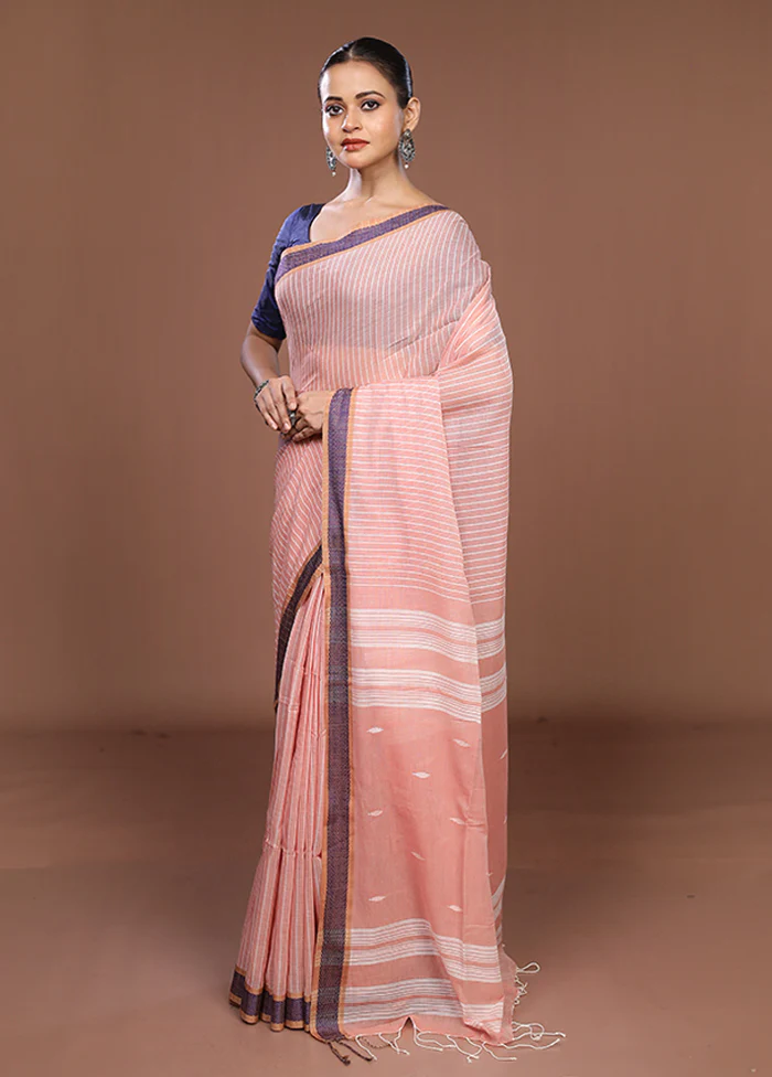 Pink Matka Silk Saree With Blouse Piece - Image 4