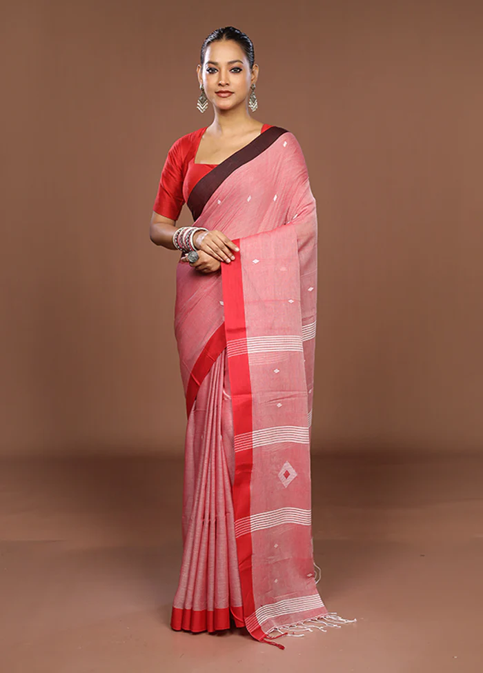 Pink Matka Silk Saree With Blouse Piece - Image 2