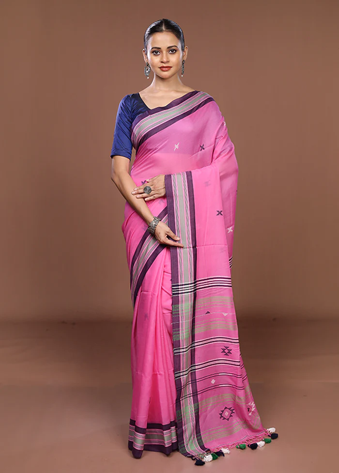 Pink Matka Silk Saree With Blouse Piece - Image 2