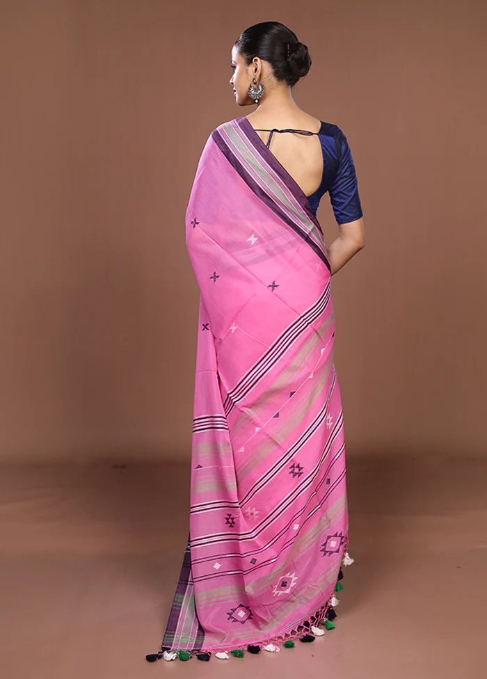 Pink Matka Silk Saree With Blouse Piece - Image 3
