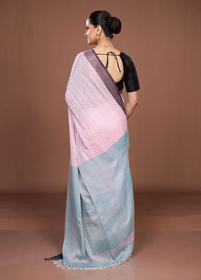 Pink Matka Silk Saree With Blouse Piece - Image 3