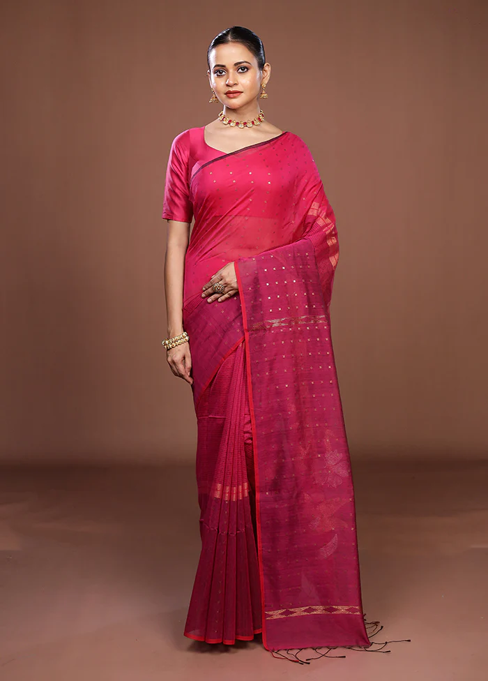 Pink Matka Silk Saree With Blouse Piece - Image 2