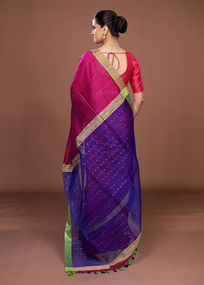 Pink Matka Silk Saree With Blouse Piece - Image 3