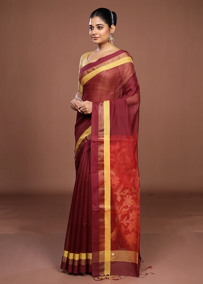 Pink Matka Silk Saree With Blouse Piece - Image 4