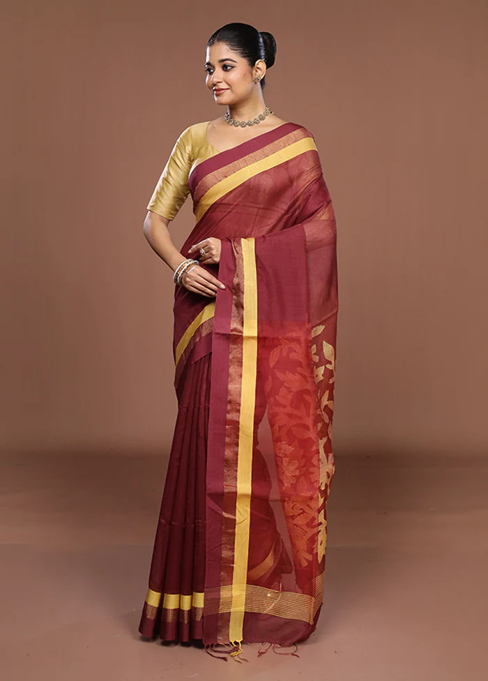 Pink Matka Silk Saree With Blouse Piece - Image 4