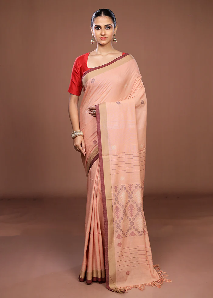 Pink Matka Silk Saree With Blouse Piece - Image 2