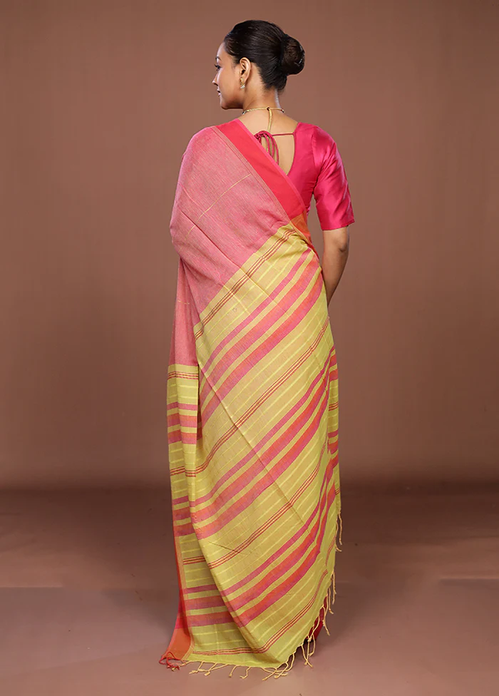 Pink Matka Silk Saree With Blouse Piece - Image 3