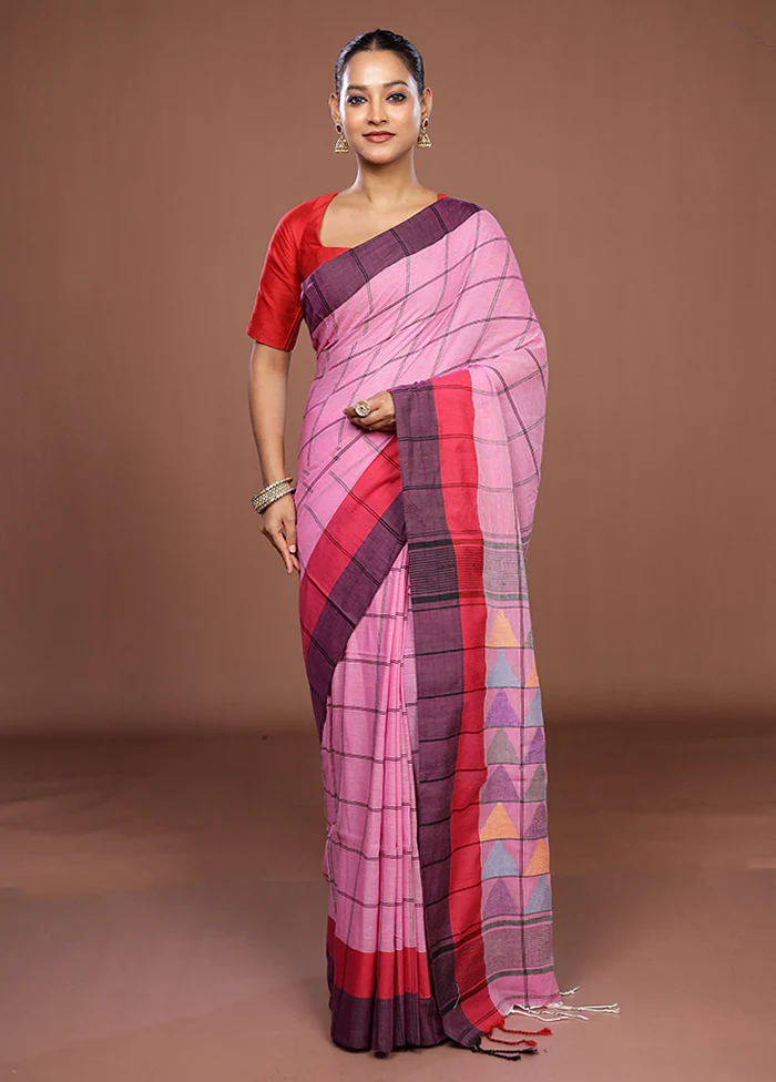 Pink Matka Silk Saree With Blouse Piece - Image 2
