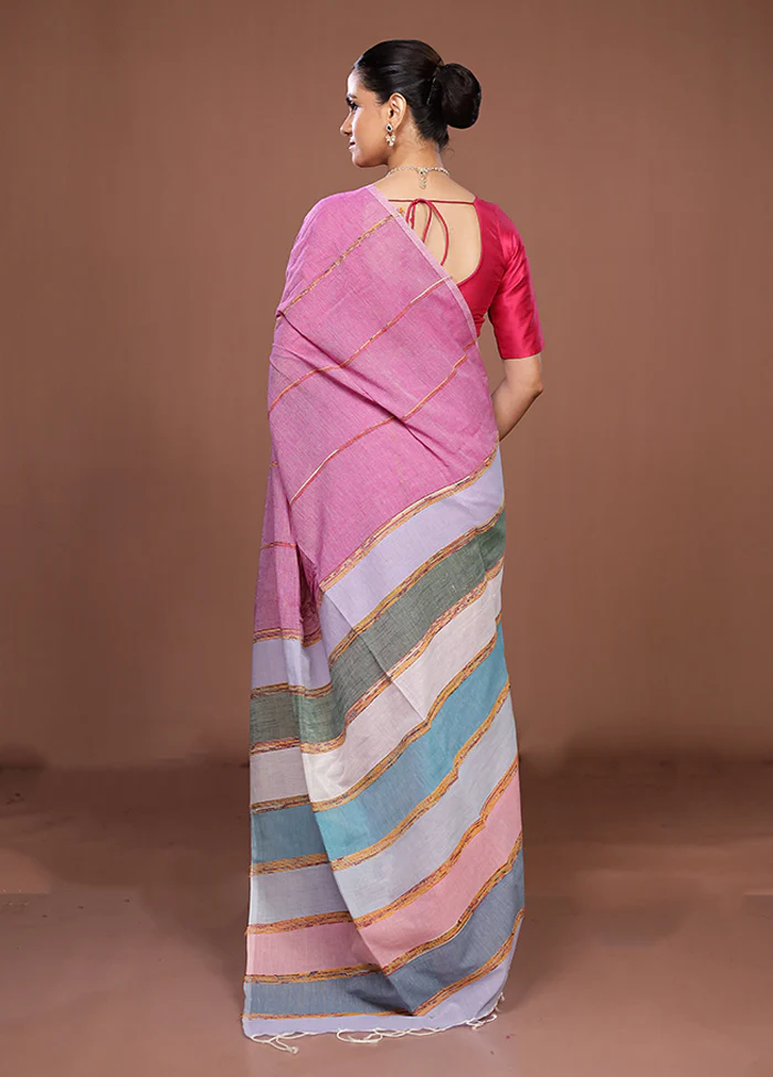 Pink Matka Silk Saree With Blouse Piece - Image 3