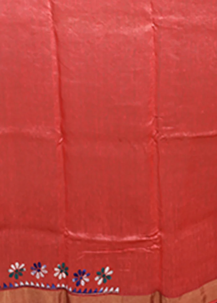 Peach Matka Silk Saree With Blouse Piece - Image 5
