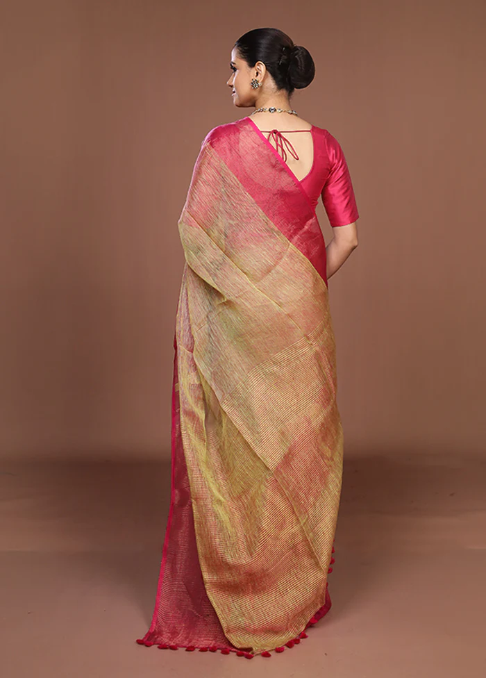 Pink Matka Silk Saree With Blouse Piece - Image 3