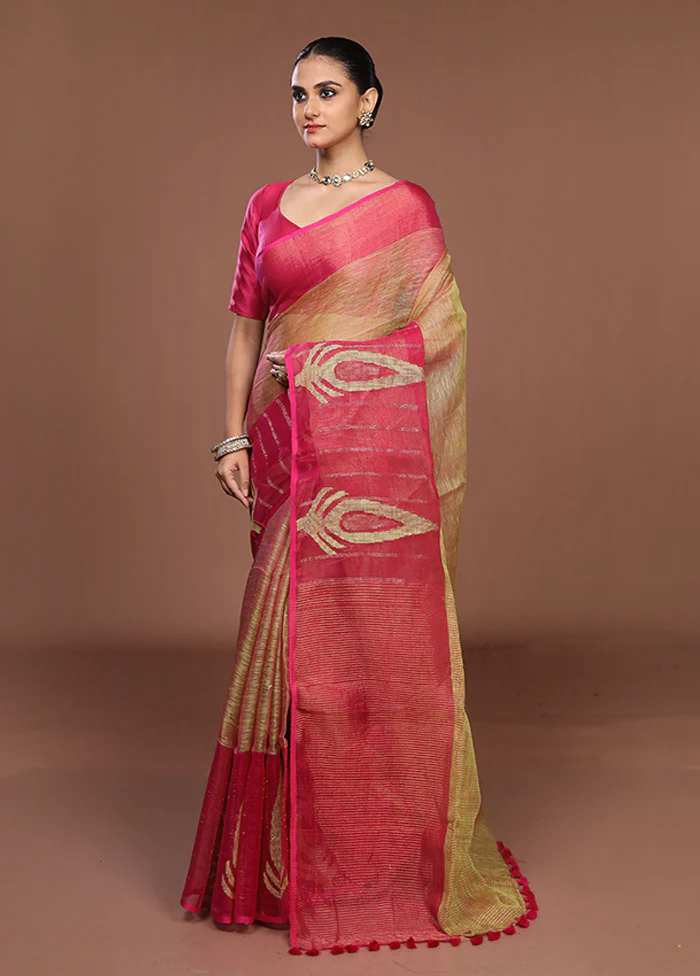 Pink Matka Silk Saree With Blouse Piece - Image 4