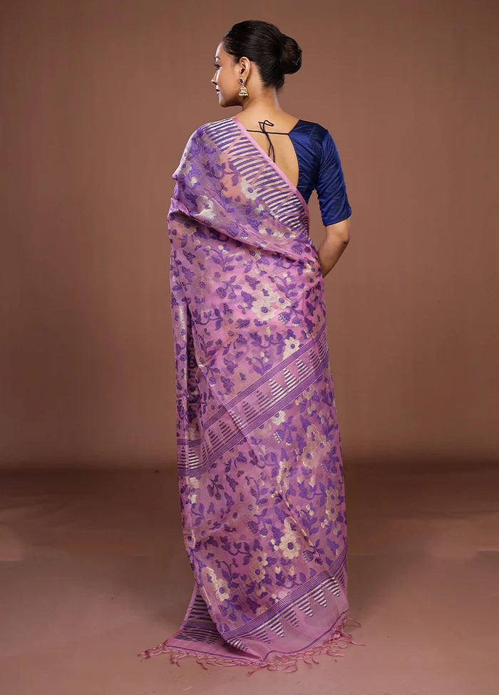 Pink Matka Silk Saree With Blouse Piece - Image 3