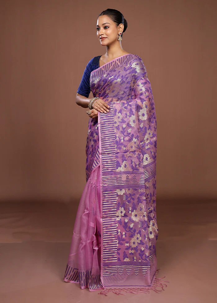 Pink Matka Silk Saree With Blouse Piece - Image 4