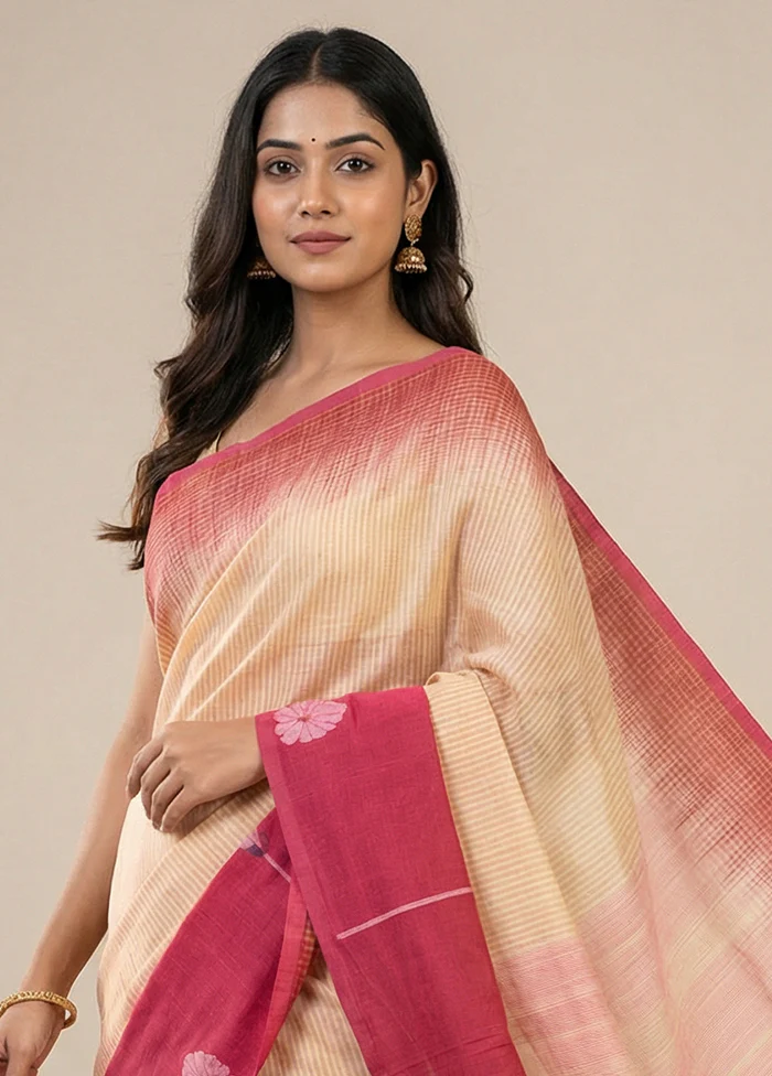 Pink Matka Silk Saree With Blouse Piece - Image 2
