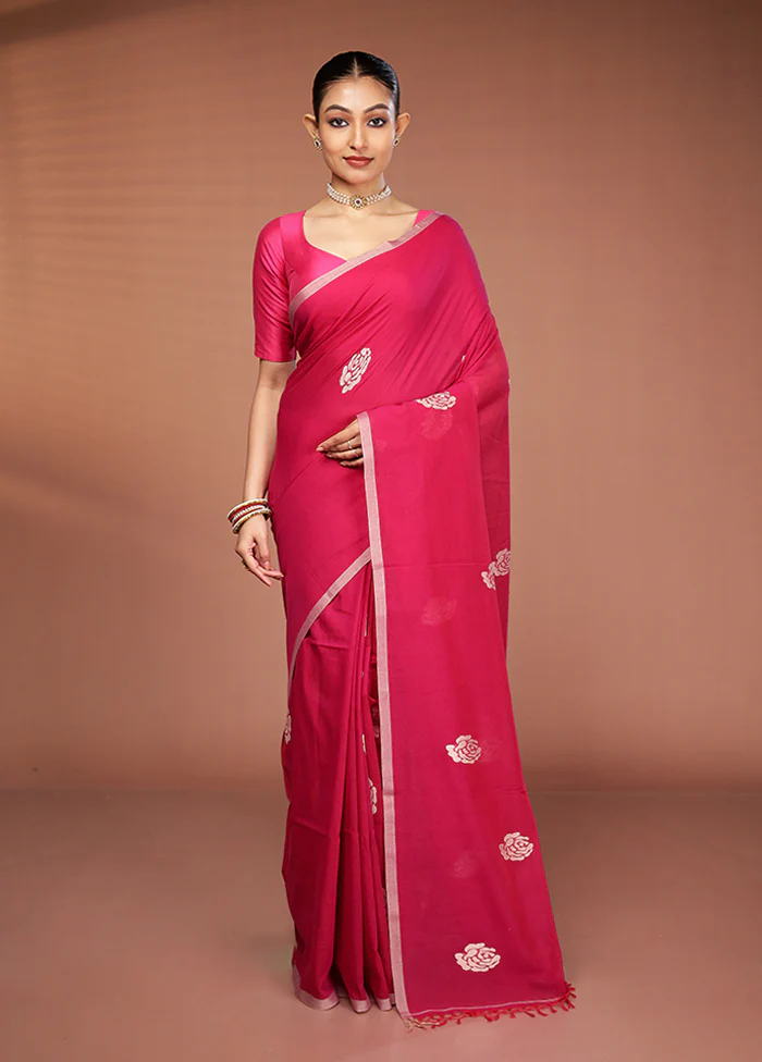 Pink Matka Silk Saree With Blouse Piece - Image 2