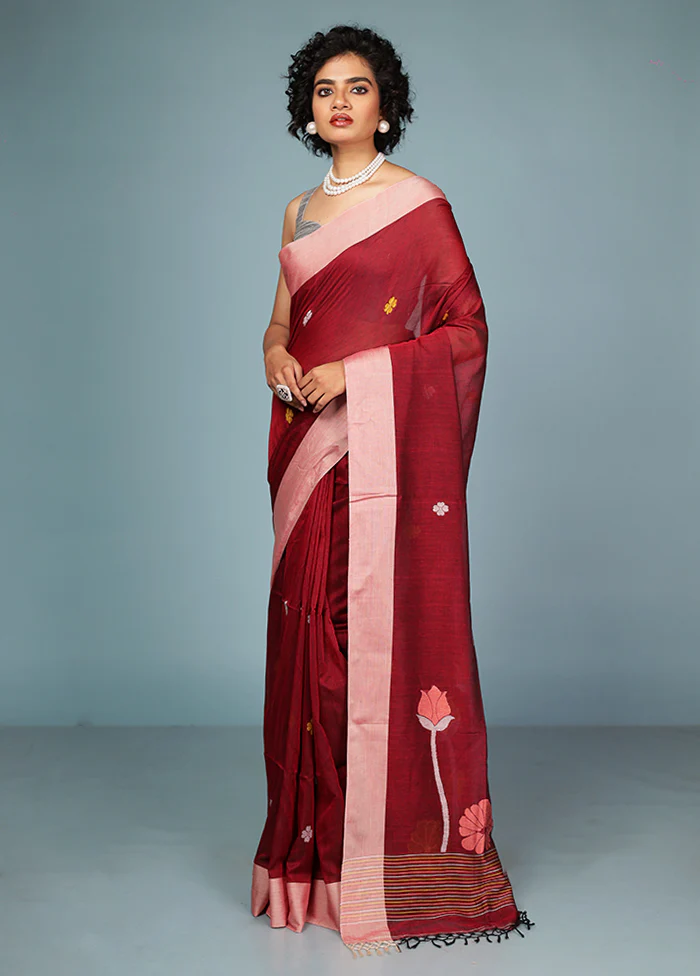 Pink Matka Silk Saree Without Blouse Piece - Image 2