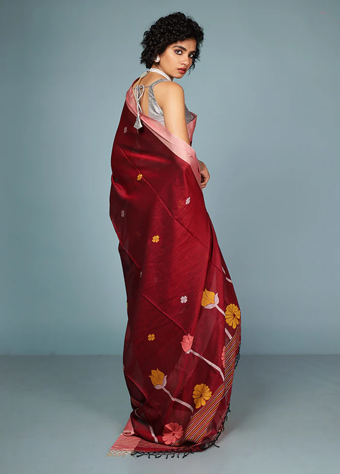 Pink Matka Silk Saree Without Blouse Piece - Image 3