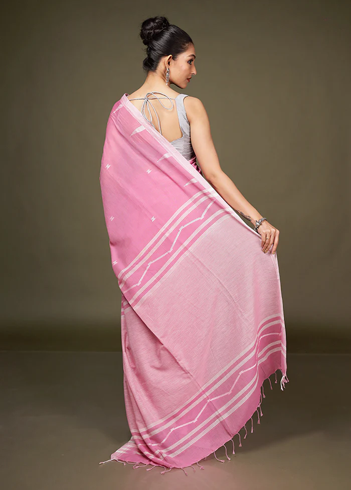 Pink Matka Silk Saree With Blouse Piece - Image 3