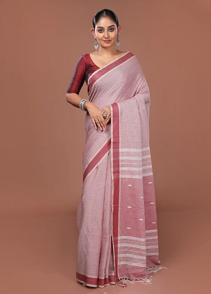 Pink Matka Silk Saree With Blouse Piece - Image 2