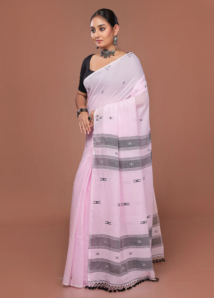 Pink Matka Silk Saree With Blouse Piece - Image 4