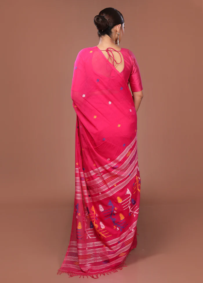 Pink Matka Silk Saree With Blouse Piece - Image 3