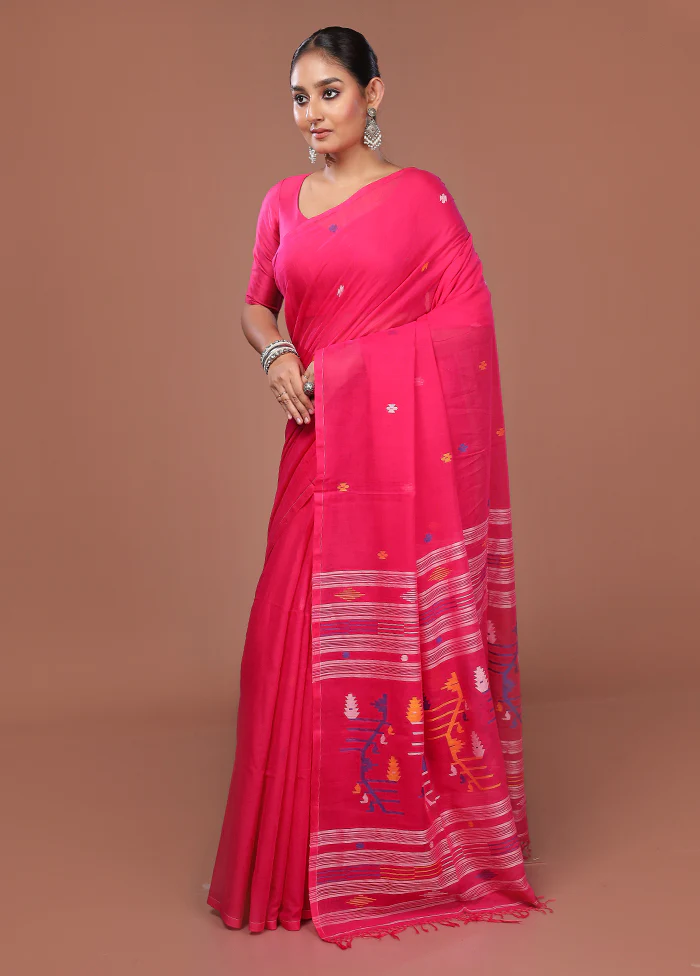 Pink Matka Silk Saree With Blouse Piece - Image 4