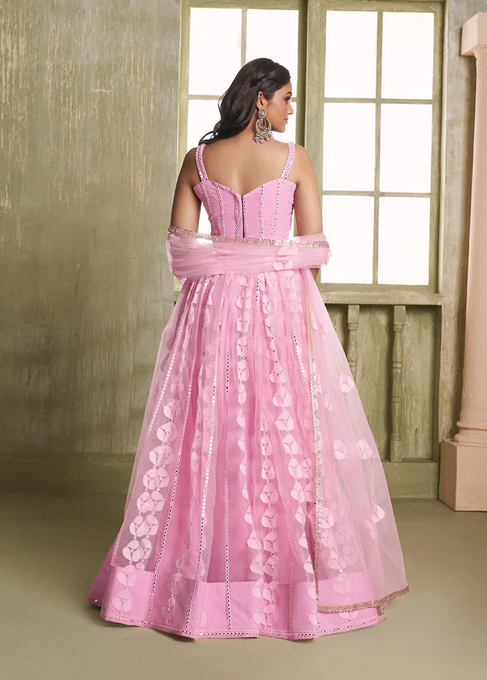 Pink Net Lehenga Set - Image 3