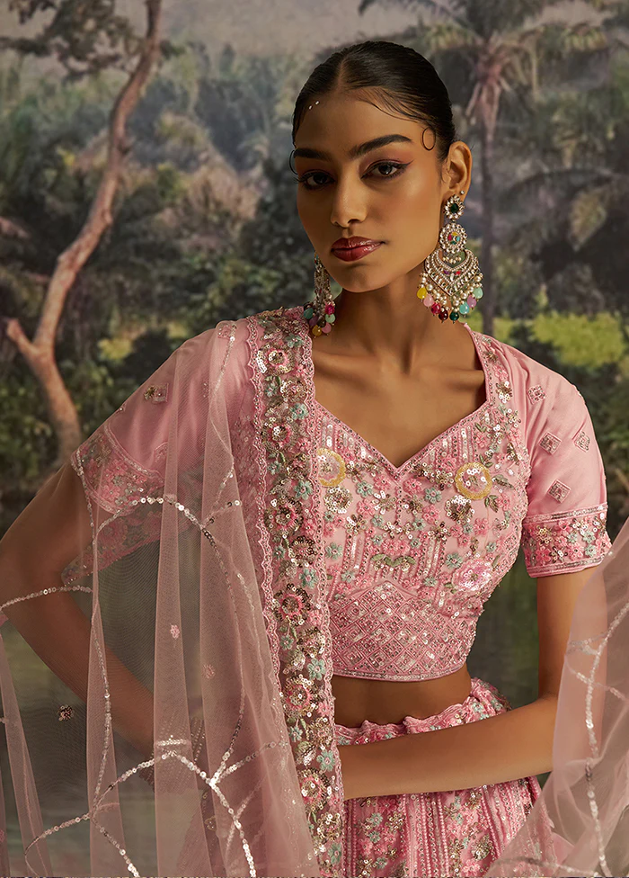 Pink Net Lehenga Set - Image 2