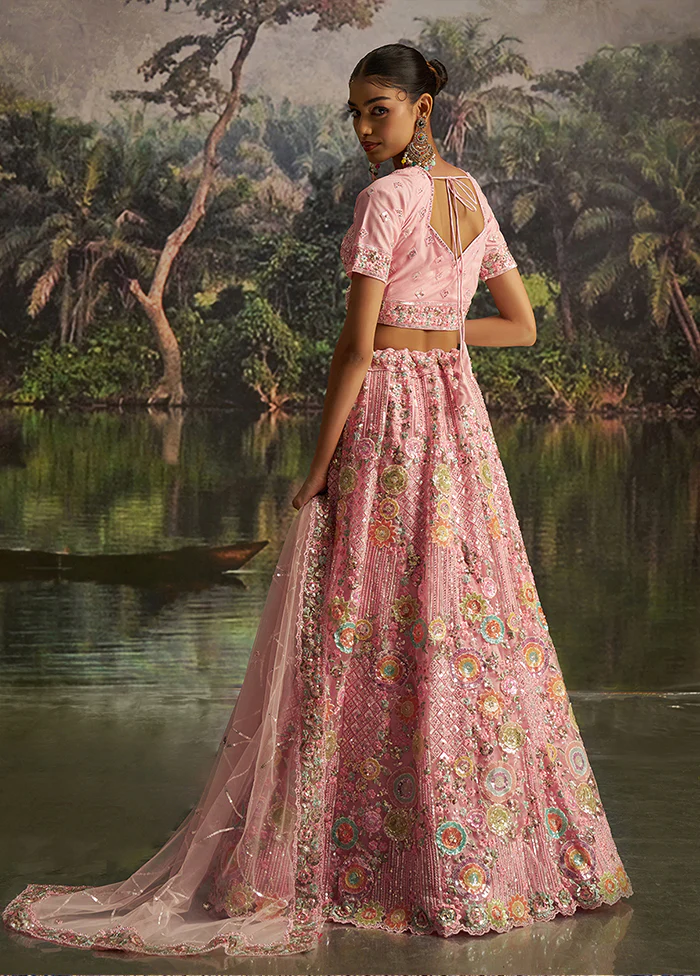 Pink Net Lehenga Set - Image 3