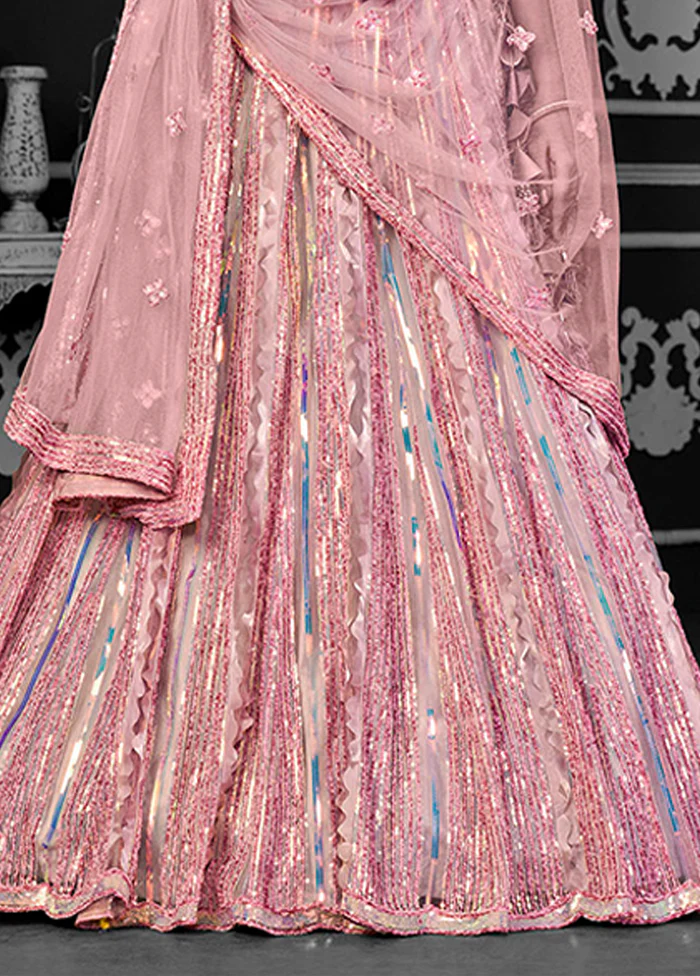 Pink Net Lehenga Set - Image 3