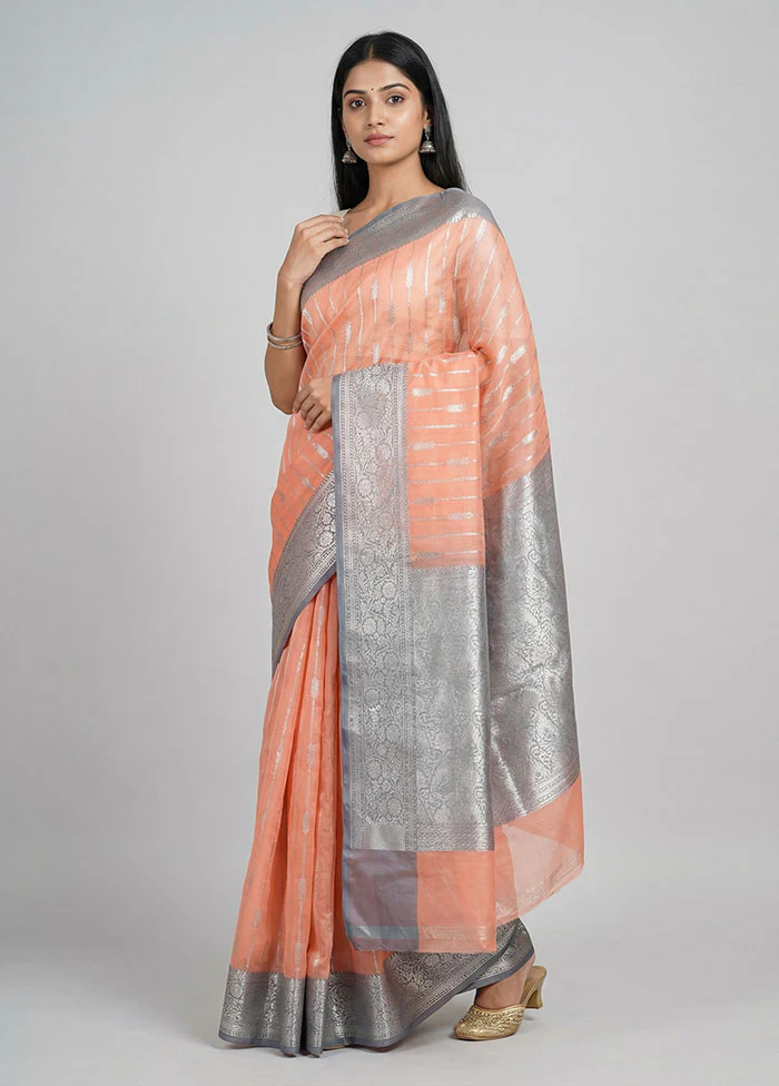 Pink Organza Saree With Blouse Piece