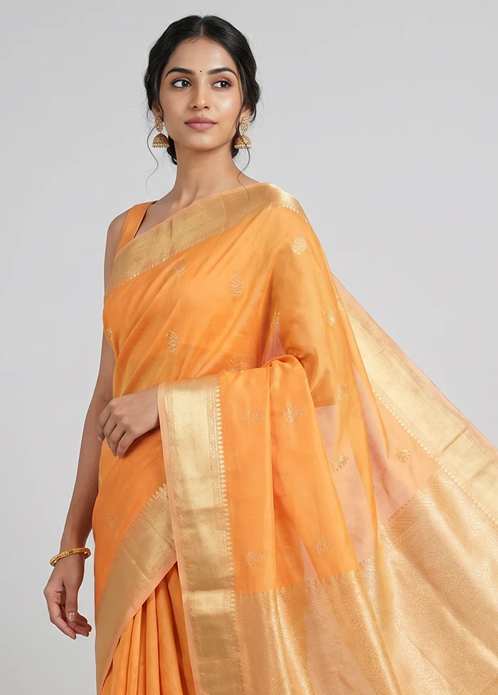 Pink Organza Saree With Blouse Piece - Image 2