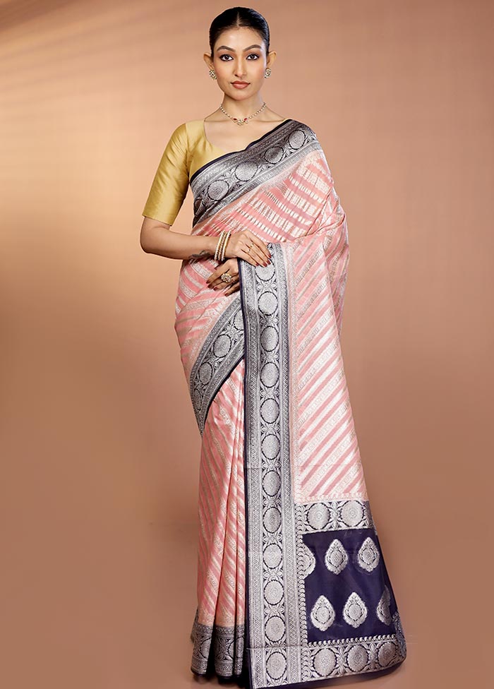 Pink Organza Saree With Blouse Piece - Image 2