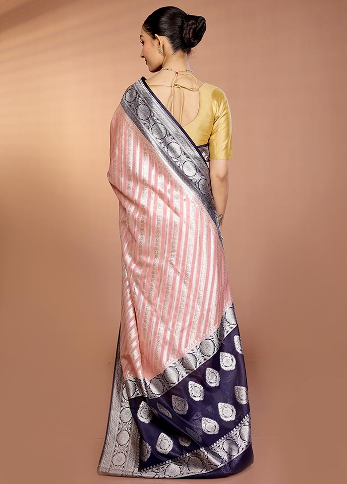 Pink Organza Saree With Blouse Piece - Image 3