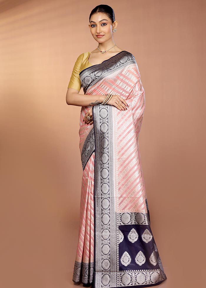 Pink Organza Saree With Blouse Piece - Image 4