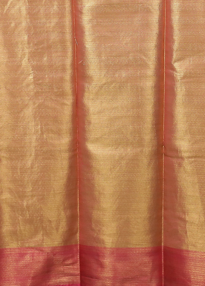 Pink Organza Saree With Blouse Piece - Image 5