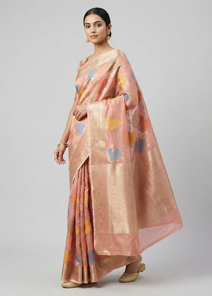 Pink Organza Saree With Blouse Piece