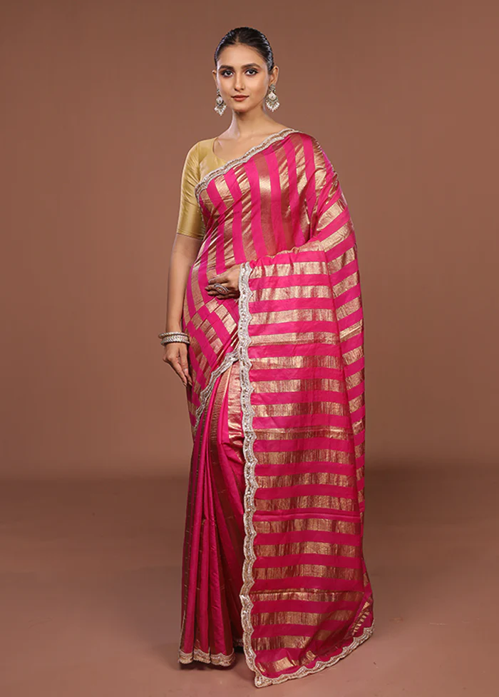 Pink Organza Saree With Blouse Piece - Image 2